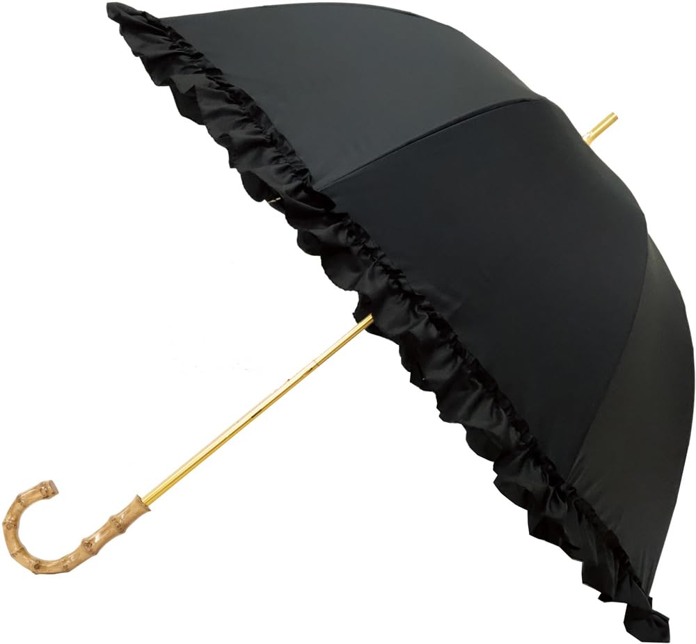 ピコ　新品未使用　フリル　日傘　晴雨兼用　ブラック because ビコーズ 折りたたみ 日傘 フリル バイカラー ドット